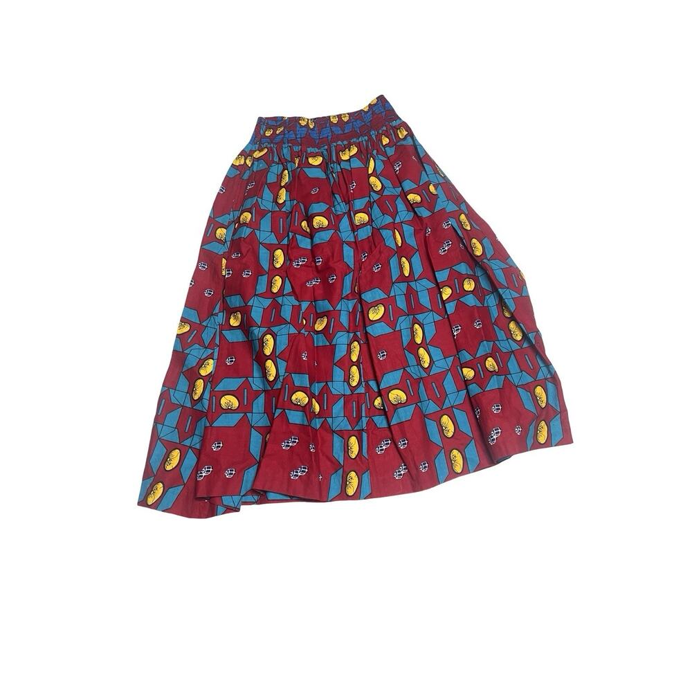SB Fashion African Wax Print Maxi Skirt Red Blue Yellow Ankara Dashiki One Size
